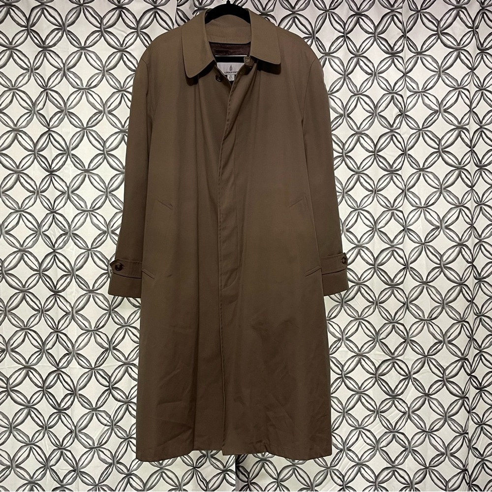 London Fog Tan Trench Coat with Classic Design and Full Length